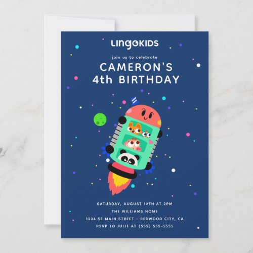 Lingokids Rocket Ship Birthday  Invitation