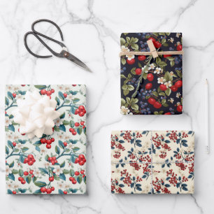 Lingon Berry Wrapping Paper Sheets