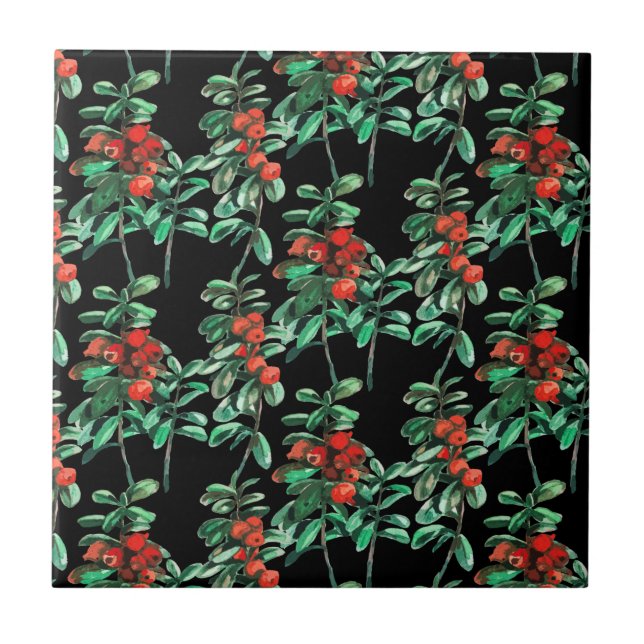 Lingonberries Ceramic Tile (Front)
