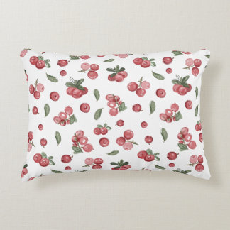 Lingonberries on a white background in a northern  accent pillow