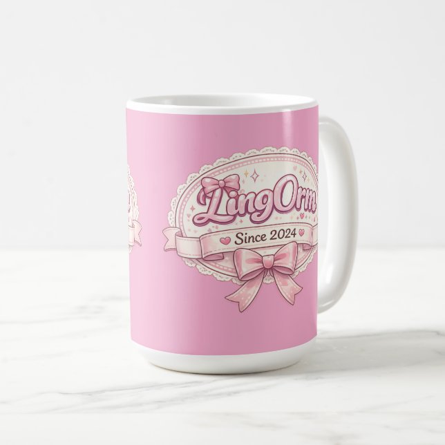 LingOrm Since 2024 Coquette Ribbon Badge Coffee Mug (Front Right)