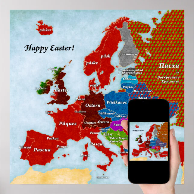 Linguistic Map of Europe: Easter Poster | Zazzle