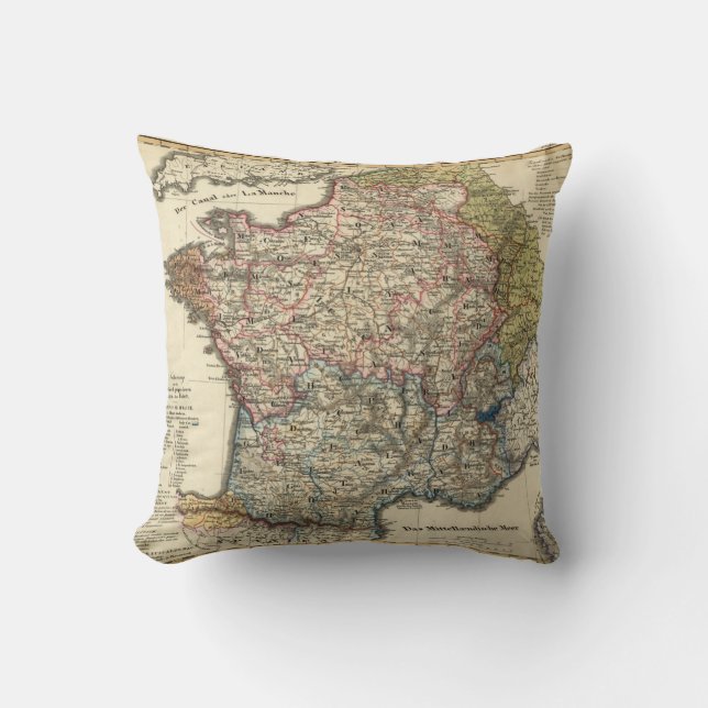 Linguistic map of France Throw Pillow (Front)