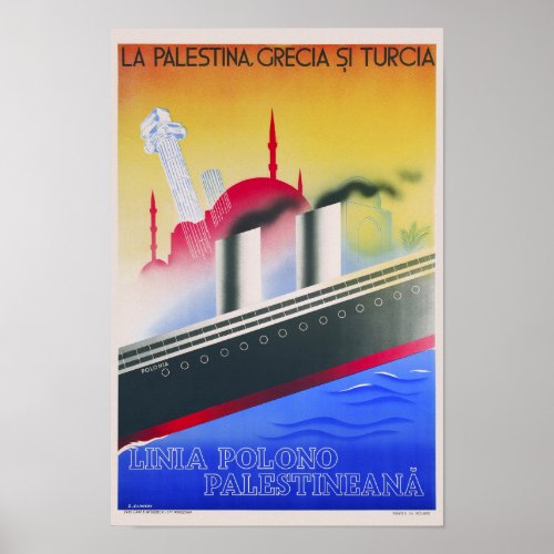 Linia Polono Palestineana Vintage Poster 1934
