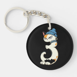 Link & Share Graffiti Calico Cat - Number 3 Keychain