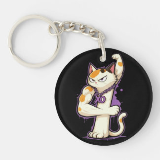 Link & Share Graffiti Calico Cat - Number 4 Keychain