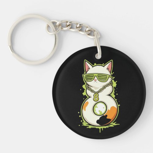 Link & Share Graffiti Calico Cat Number 8 Keychain