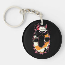 Link & Share Number ZERO Calico Cat Keychain