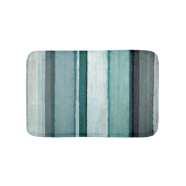 'Link' Teal and Grey Abstract Art Bath Mat (Front)