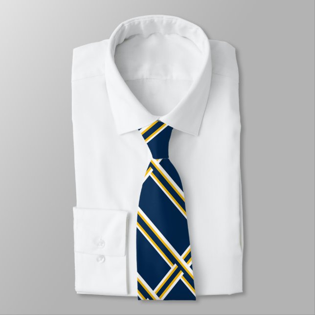 Linked Blue and Gold Neck Tie (Tied)