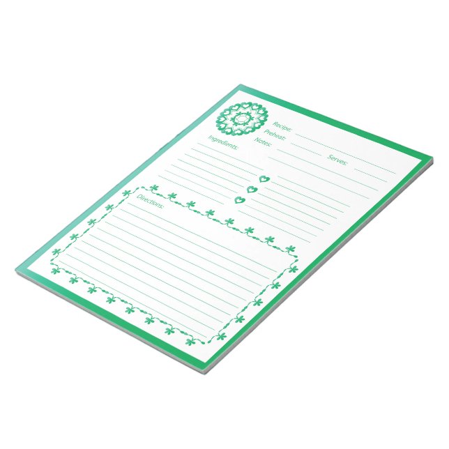 Linked by Love Recipe Notepad - Green (Angled)