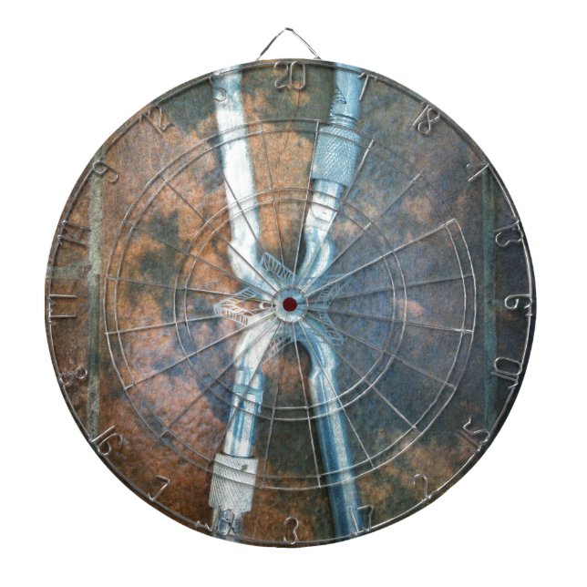 Linked Carabiners Art Print Dartboard With Darts (Front)