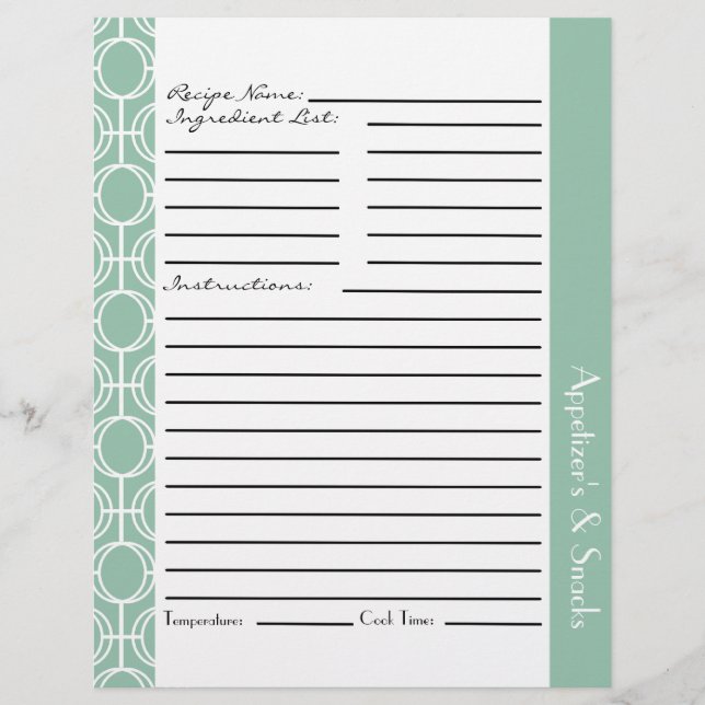 Linked Eternity Rings Recipe Inserts - Mint (Front)