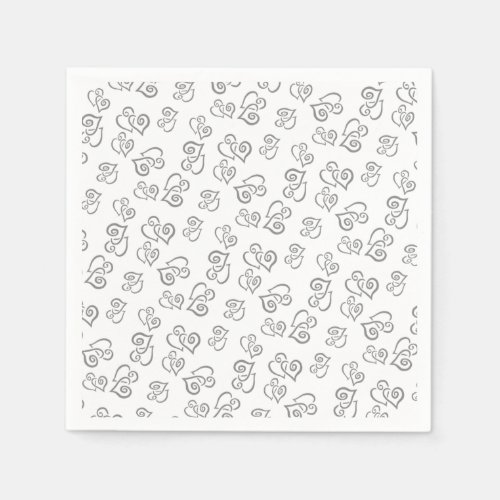 Linked Gray Heart Pattern Over White Party Napkins