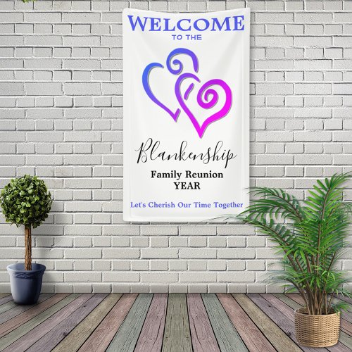 Linked Hearts Family Reunion Vertical Template Banner