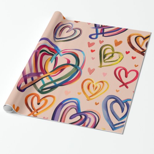 Linked hearts wrapping paper