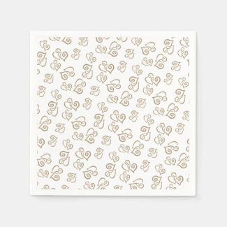 Linked Khaki Heart Pattern Over White Party Paper