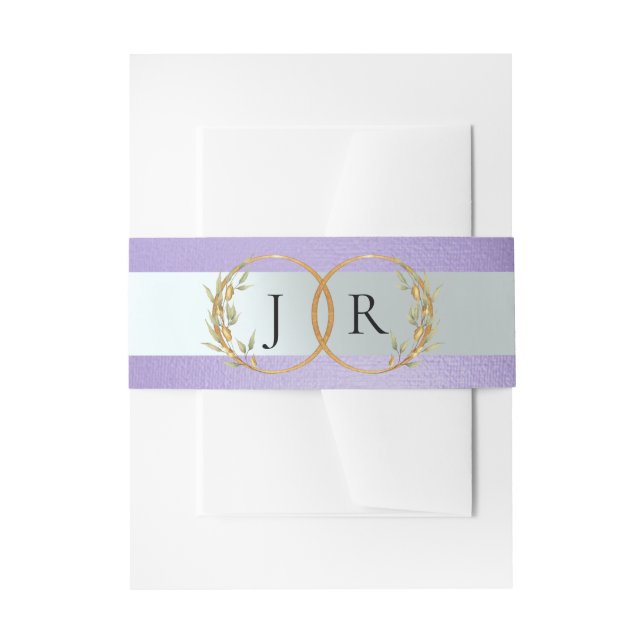 Linked Leaf Monogram - Blue Lilac Invitation Belly Band (Front Example)