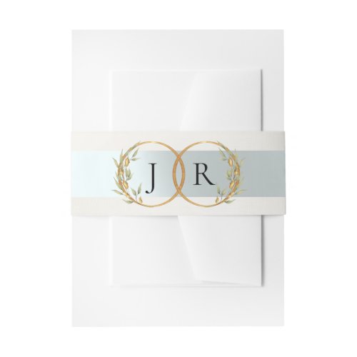 Linked Leaf Monogram - Cream Invitation Belly Band