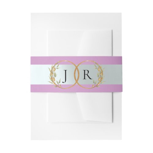 Linked Leaf Monogram - Lavender Invitation Belly Band