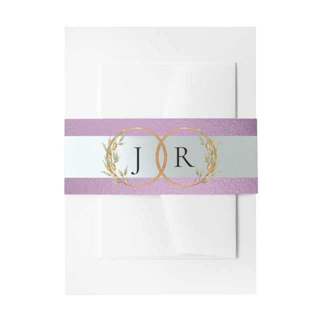 Linked Leaf Monogram - Lavender Invitation Belly Band (Front Example)