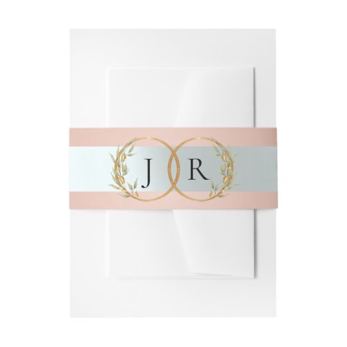 Linked Leaf Monogram - Rose Gold Invitation Belly Band