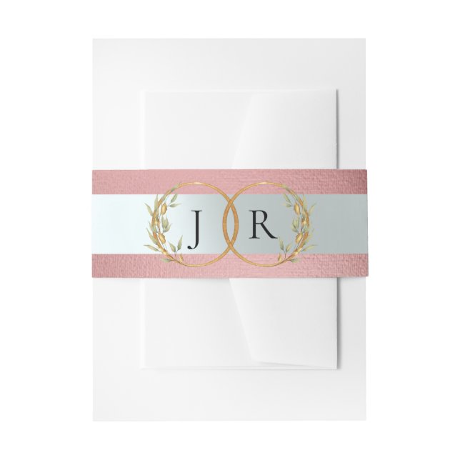 Linked Leaf Monogram - Rose Gold Invitation Belly Band (Front Example)