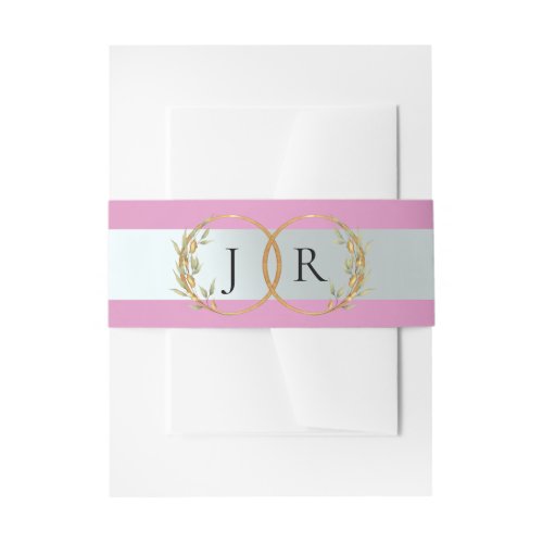 Linked Leaf Monogram - Rose Pink Invitation Belly Band