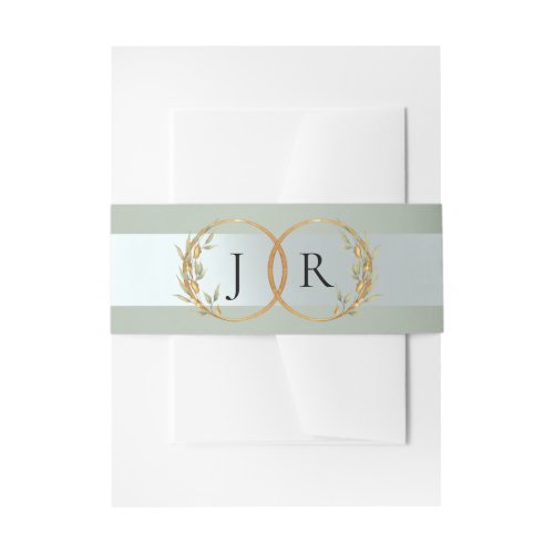 Linked Leaf Monogram - Sage Invitation Belly Band