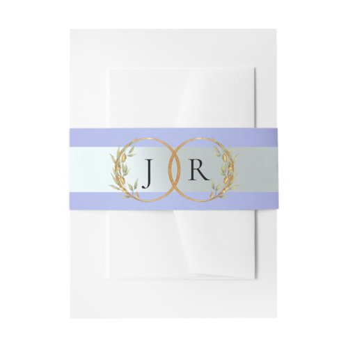 Linked Leaf Monogram - Sky Blue Invitation Belly Band