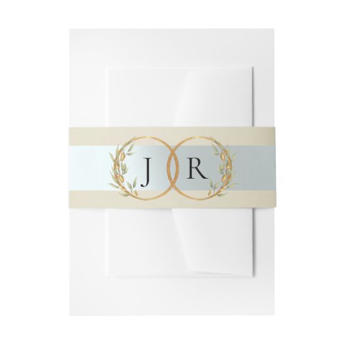 Linked Leaf Monogram - Wheat Invitation Belly Band