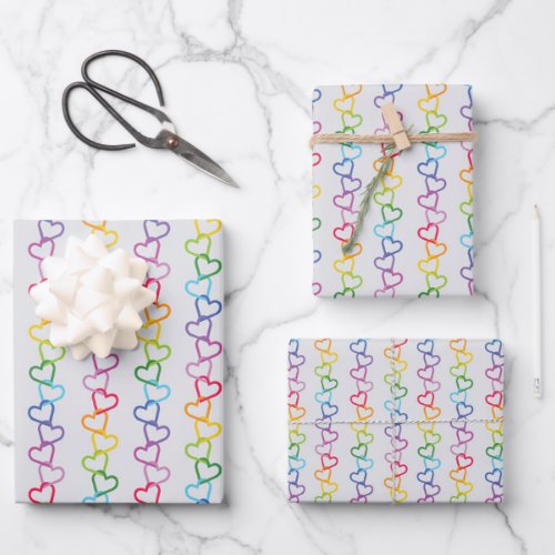 Linked Love hearts on a white background Wrapping Paper Sheets