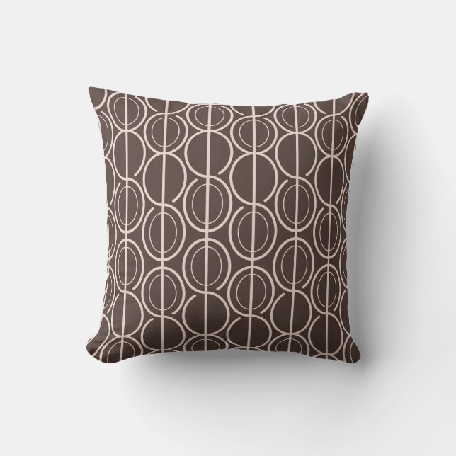 Linked oval line pattern brown & smoke pillow (Front)