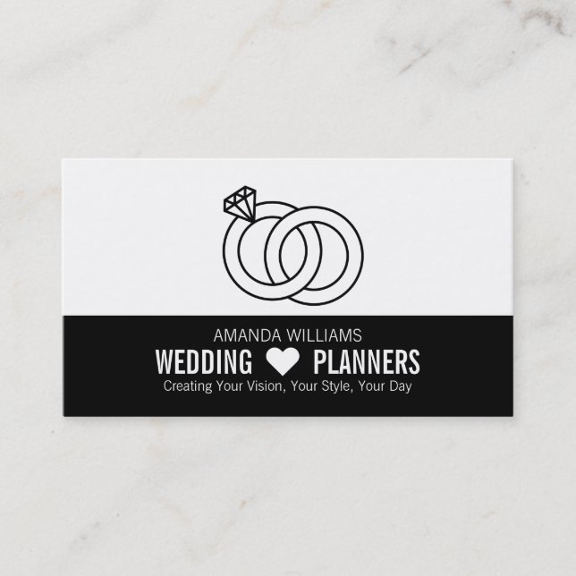 Linked Wedding Rings Design, Wedding Event Planner Business Card (Front)