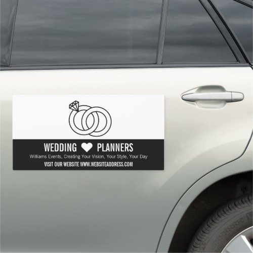 Linked Wedding Rings Design Wedding Event Planner Car Magnet