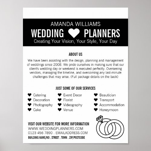 Linked Wedding Rings Design Wedding Event Planner Poster