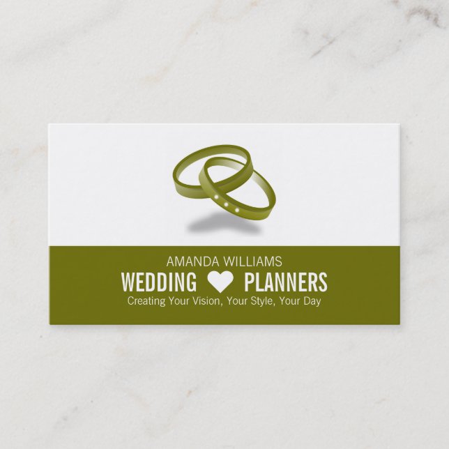 Linked Wedding Rings, Wedding Event Planner Business Card (Front)