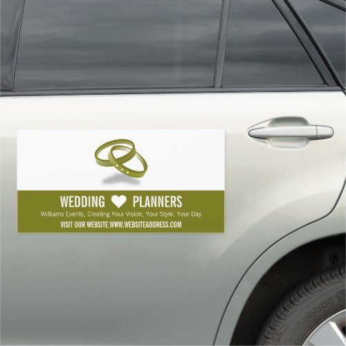 Linked Wedding Rings Wedding Event Planner Car Magnet
