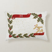 Links of Holly and Berries with Monogram Decorative Pillow (Front)