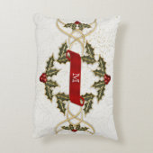 Links of Holly and Berries with Monogram Decorative Pillow (Back(Vertical))