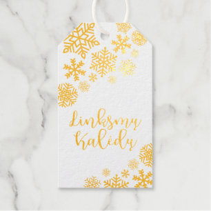 Linksmų Kalėdų, Lithuanian Merry Christmas Elegant Foil Gift Tags