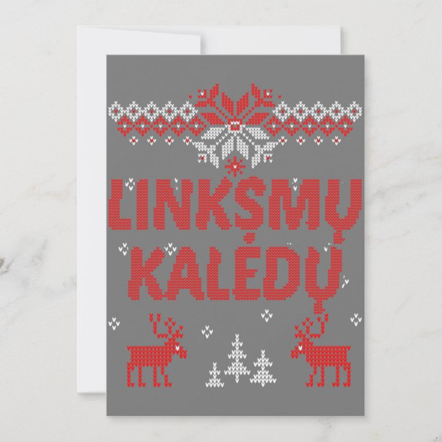 Linksmu Kaledu Lithuanian Merry Christmas Gift Invitation (Front)