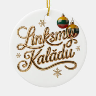 Linksmų Kalėdų | Lithuanian Merry Christmas Gold S Ceramic Ornament