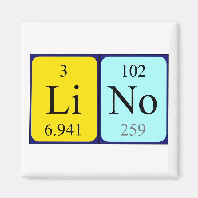 Lino periodic table name magnet (Front)