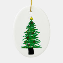 Linocut Design Nostalgia Christmas Tree Ornament