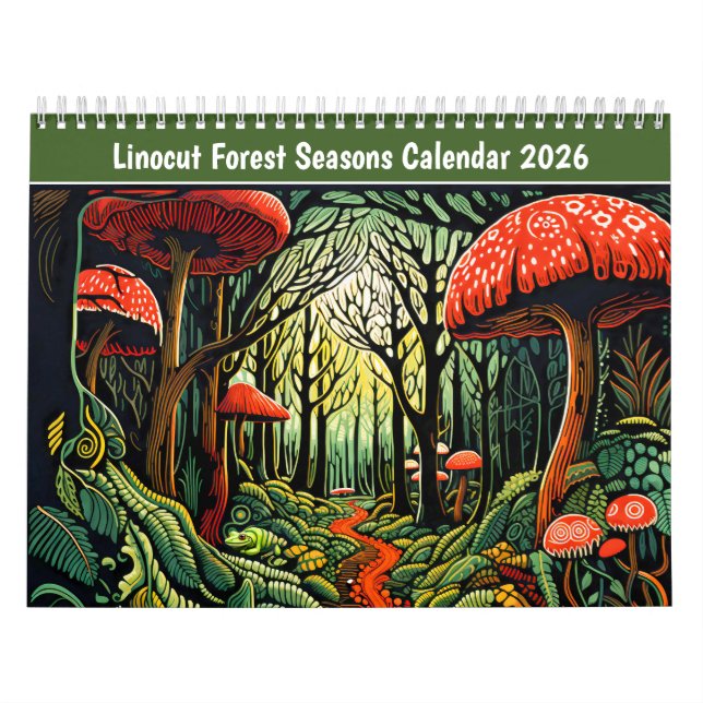 Linocut Forest Seasons Calendar (Cover)