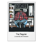 Linocut: Large Man at Lunch Counter by Ken Swanson