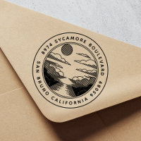 Linocut Style Landscape Return Address Stamp
