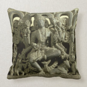 Lintel depicting The Trinity: Siva, Brahma and Vis Throw Pillow
