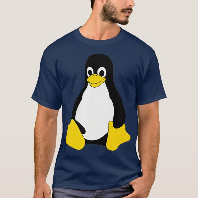 Linu Mascot Tu the Penguin Nerd Geek IT Person T-Shirt (Front)
